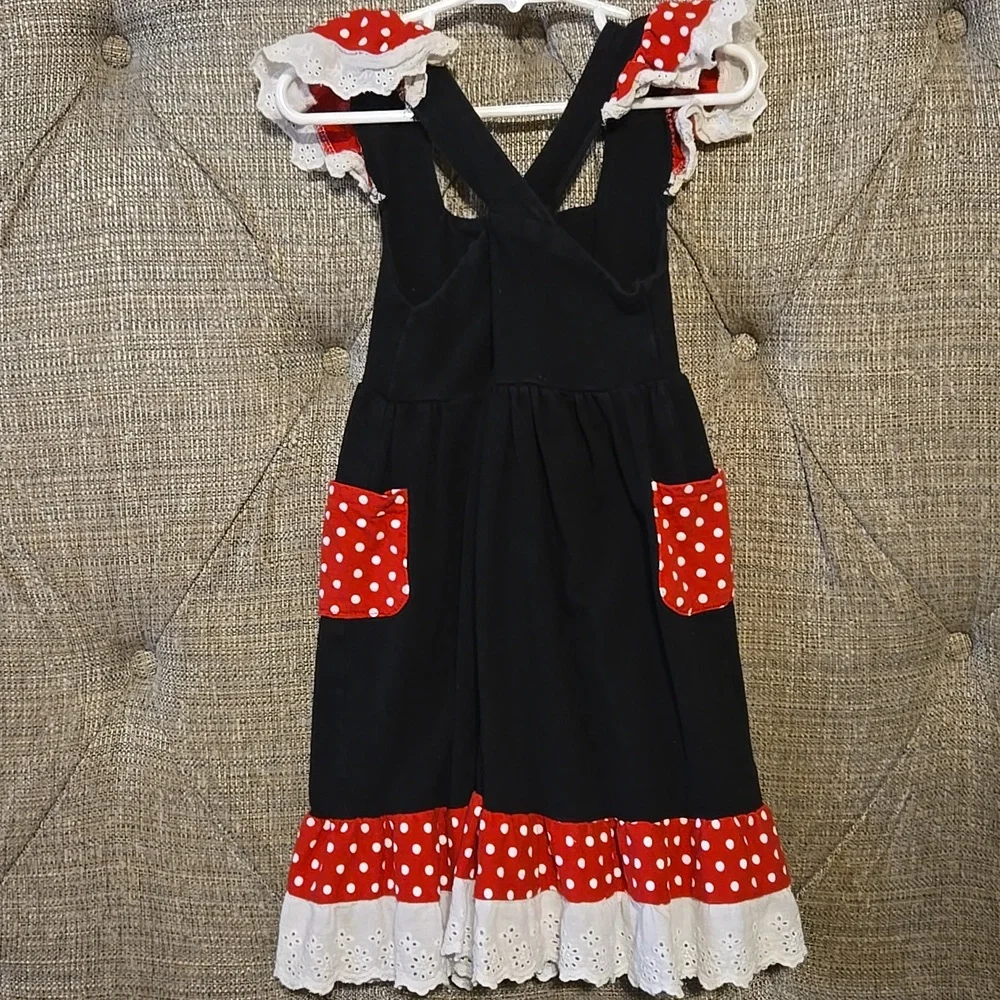 Boutique Black and Red Polka Dot Dress with Mouse Design - Picture 2 of 2